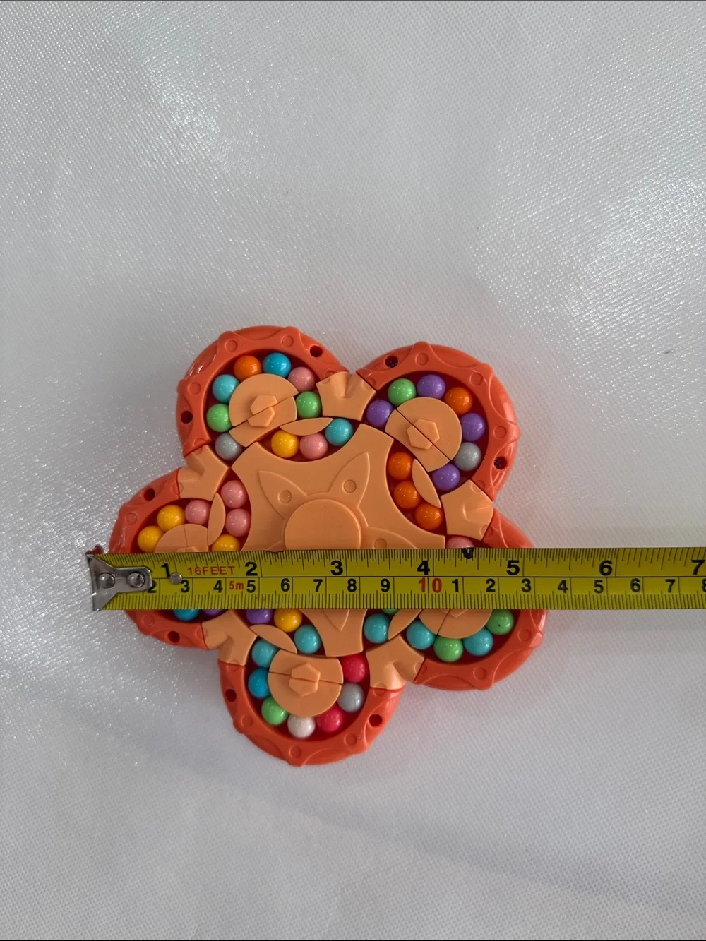 Orange Flower Push-Spinner Sensory Toy for Kids